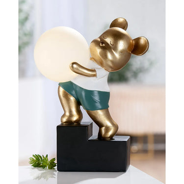 Tischleuchte – Glänzendes Kunstharz, Goldfarbenes Finish, Bären Design - Howard | Gilde