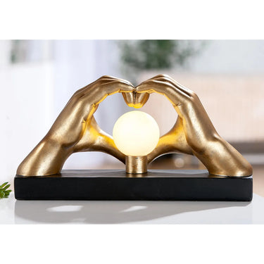 Tischleuchte – Glänzendes Kunstharz, Mattgold Finish, Herz Design - Gilde