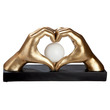 Tischleuchte – Glänzendes Kunstharz, Mattgold Finish, Herz Design - Gilde