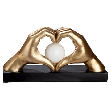 Tischleuchte – Glänzendes Kunstharz, Mattgold Finish, Herz Design | Gilde
