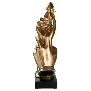 Skulptur – Kunstharz Design, Goldfarbenes Finish, Rosen Motiv - Holding Rose | Gilde