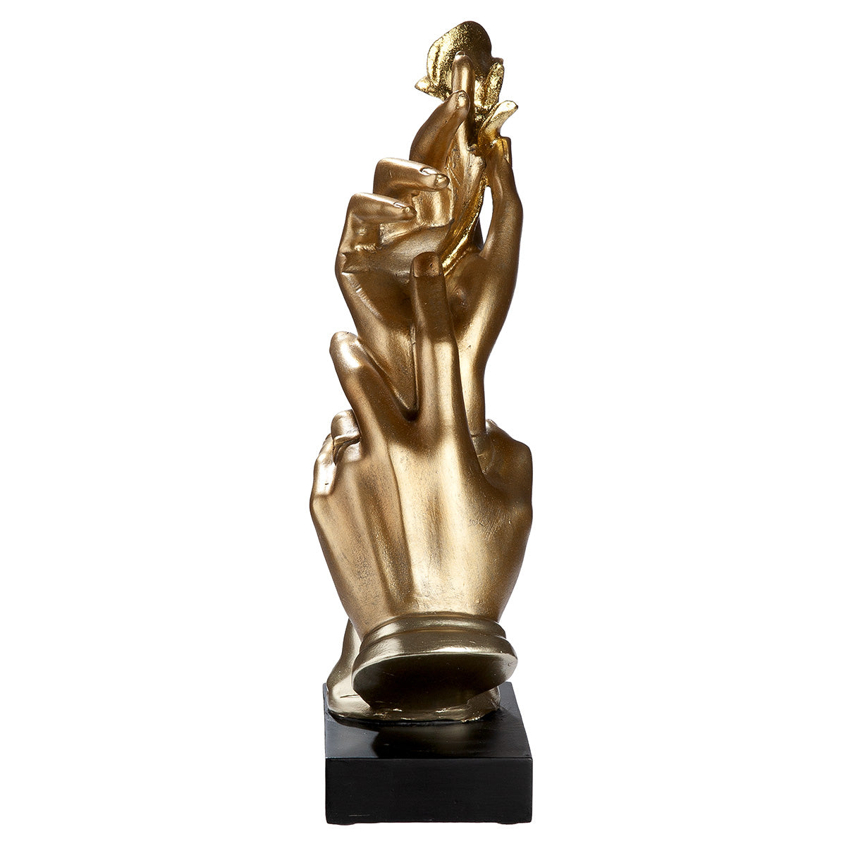 Skulptur – Kunstharz Design, Goldfarbenes Finish, Rosen Motiv - Holding Rose | Gilde
