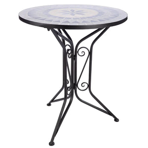 Bistroset – Florales Mosaik, Mattes Metall, Stilvolle Sitzgruppe - Mosaik Blume | Gilde