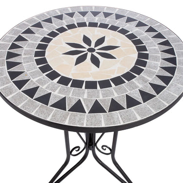 Bistroset – Florales Mosaik, Mattes Metall, Stilvolle Sitzgruppe - Mosaik Blume | Gilde