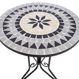 Bistroset – Florales Mosaik, Mattes Metall, Stilvolle Sitzgruppe - Mosaik Blume | Gilde