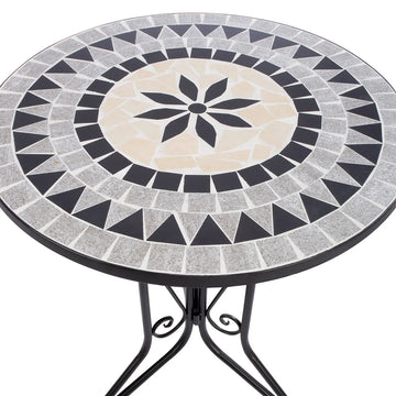 Bistroset – Florales Mosaik, Mattes Metall, Stilvolle Sitzgruppe - Mosaik Blume | Gilde