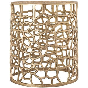 Beistelltisch – Aluminium Material, Korallen Struktur, Gold Farbe - Agadir | MVG Voglrieder