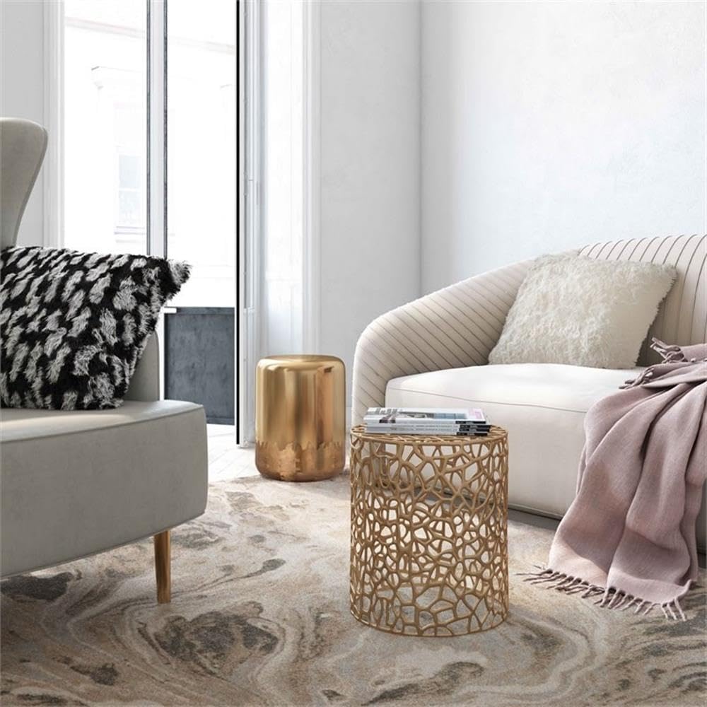 Beistelltisch – Aluminium Material, Korallen Struktur, Gold Farbe - Agadir | MVG Voglrieder