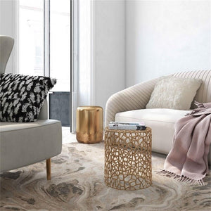 Beistelltisch – Aluminium Material, Korallen Struktur, Gold Farbe - Agadir | MVG Voglrieder