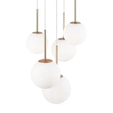 Pendant Light Gold-colored Metal Matte White Glass Spheres Cluster Design – Basic Form | Maytoni