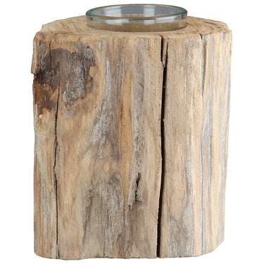 Teelichthalter – Natürliches Holz, Naturfarbene Oberfläche, Niedrige Form, 10 cm - Kuta | Gilde