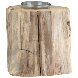 Teelichthalter – Natürliches Holz, Naturfarbene Oberfläche, Niedrige Form, 10 cm - Kuta | Gilde