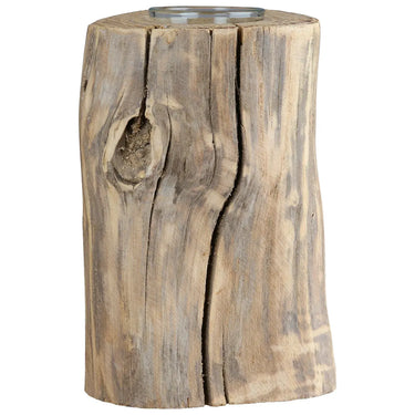 Teelichthalter – Natürliches Holz, Naturfarbene Oberfläche, Hohe Form, 15 cm - Kuta | Gilde