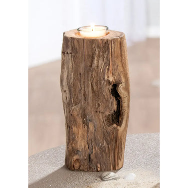 Teelichthalter – Natürliches Holz, Naturfarbene Oberfläche, Hohe Form, 20 cm - Kuta | Gilde