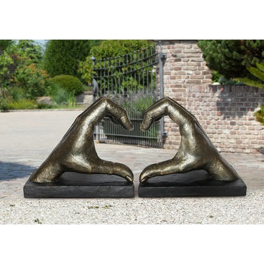 Skulptur – Antike Bronze, Wetterfeste Oberfläche, Herzmotiv - Herz aus Händen | Gilde