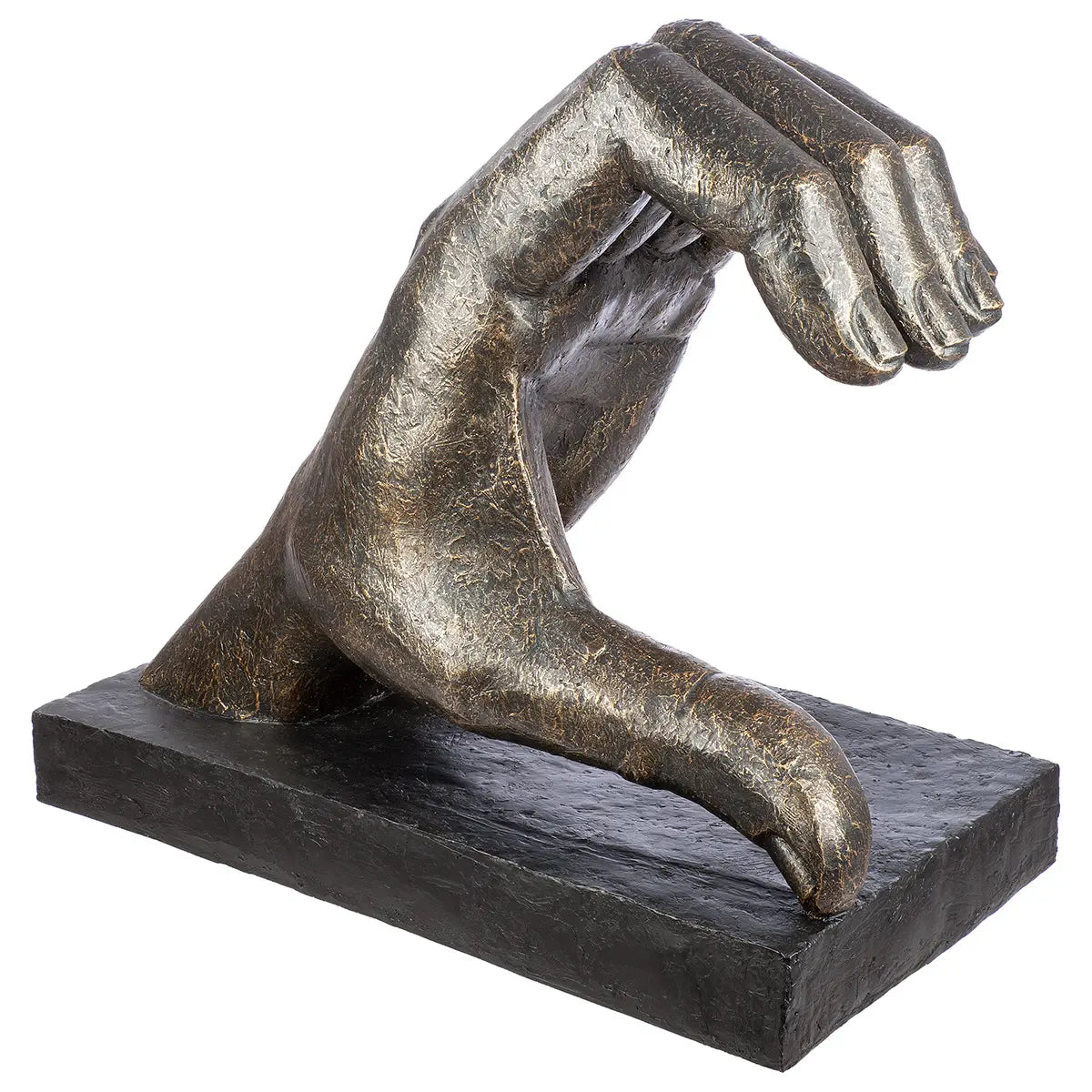 Skulptur – Alte Oberfläche, Bronzefarbene Gestaltung, Herzförmiges Motiv, 69 cm - Herz aus Händen | Gilde