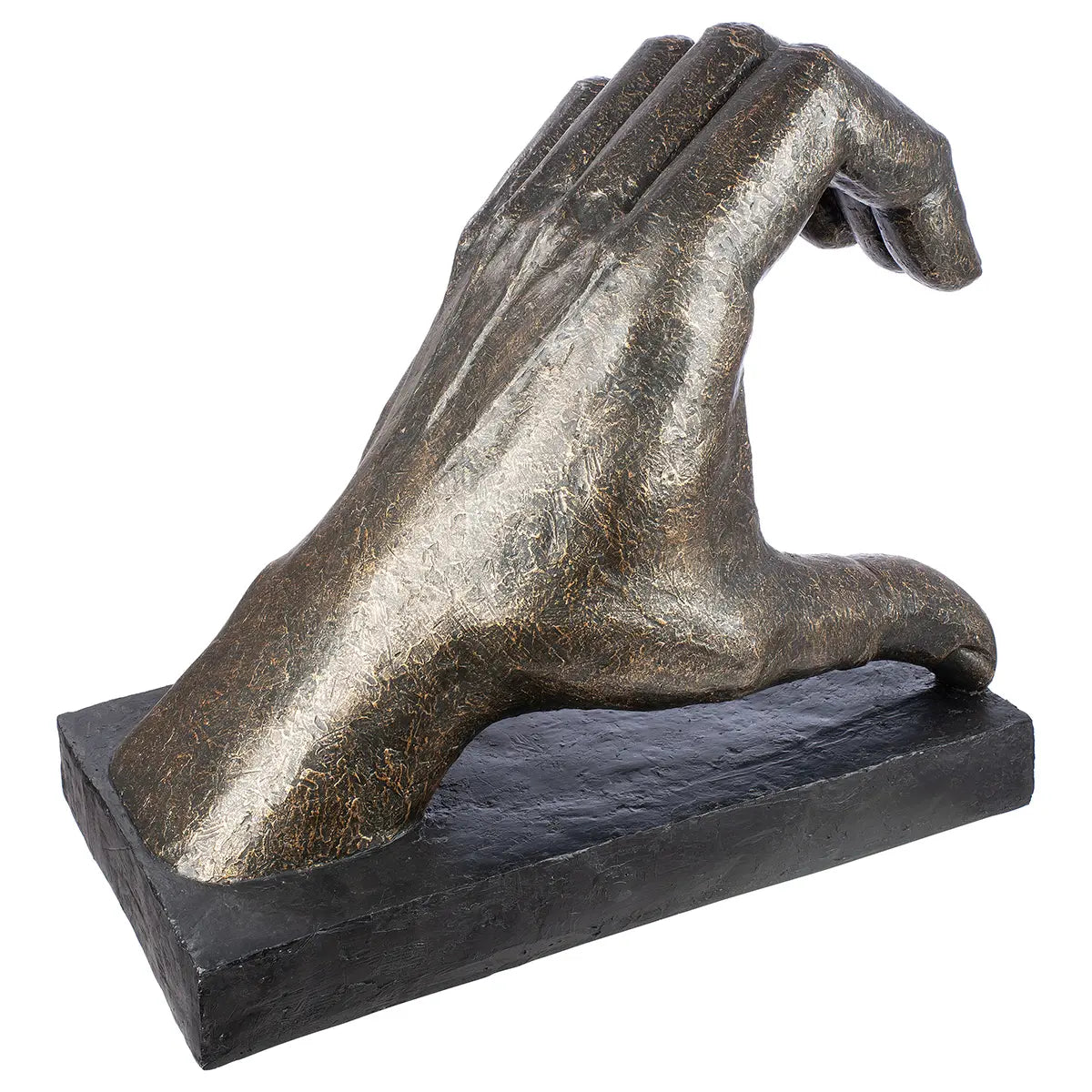 Skulptur – Alte Oberfläche, Bronzefarbene Gestaltung, Herzförmiges Motiv, 69 cm - Herz aus Händen | Gilde