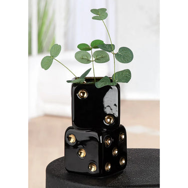 Vase – Keramik Material, Würfel Design, Glasierte Oberfläche, 18.5 cm Höhe - Gioco | Gilde