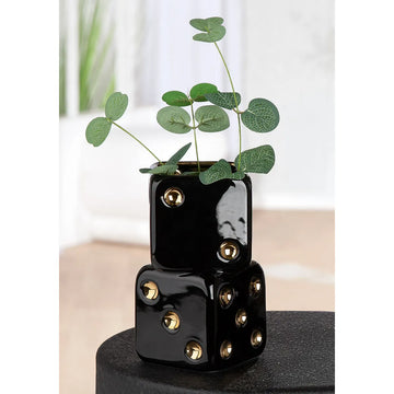 Vase – Keramik Material, Würfel Design, Glasierte Oberfläche, 18.5 cm Höhe - Gioco | Gilde
