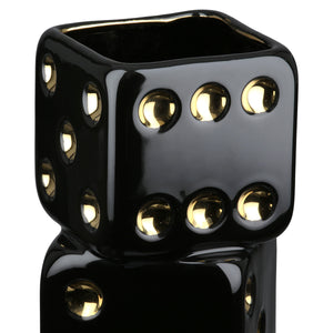 Vase – Keramik Material, Würfel Design, Glasierte Oberfläche, 18.5 cm Höhe - Gioco | Gilde