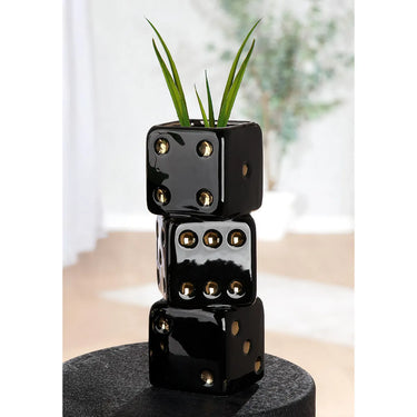 Vase – Keramik Material, Würfel Design, Glasierte Oberfläche, 24 cm Höhe - Gioco | Gilde