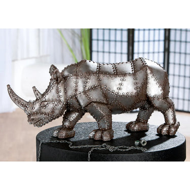 Figur – Kunstharz Material, Nashorn Design, Silberfarbene Akzente - Rhino | Gilde
