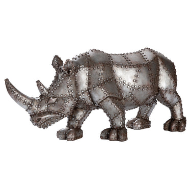 Figur – Kunstharz Material, Nashorn Design, Silberfarbene Akzente - Rhino | Gilde