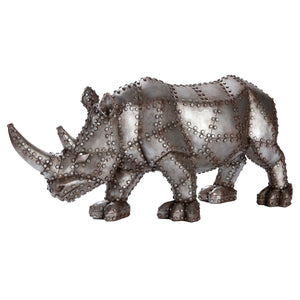 Figur – Kunstharz Material, Nashorn Design, Silberfarbene Akzente - Rhino | Gilde