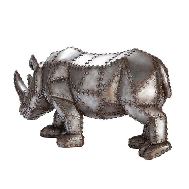 Figur – Kunstharz Material, Nashorn Design, Silberfarbene Akzente - Rhino | Gilde