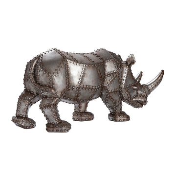 Figur – Kunstharz Material, Nashorn Design, Silberfarbene Akzente - Rhino | Gilde