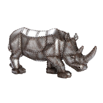 Figur – Kunstharz Material, Nashorn Design, Silberfarbene Akzente - Rhino | Gilde