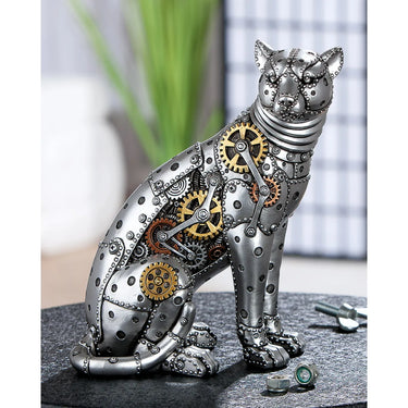 Figur – Kunstharz Material, Leopard Design, Silberfarbene Akzente - Steampunk Leopard | Gilde