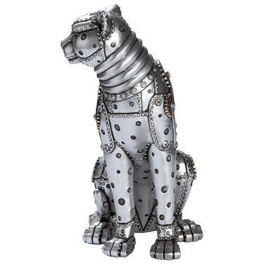 Figur – Kunstharz Material, Leopard Design, Silberfarbene Akzente - Steampunk Leopard | Gilde