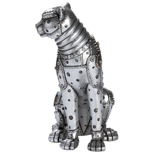 Figur – Kunstharz Material, Leopard Design, Silberfarbene Akzente - Steampunk Leopard | Gilde