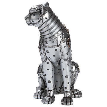 Figur – Kunstharz Material, Leopard Design, Silberfarbene Akzente - Steampunk Leopard | Gilde
