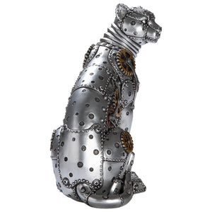 Figur – Kunstharz Material, Leopard Design, Silberfarbene Akzente - Steampunk Leopard | Gilde