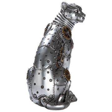Figur – Kunstharz Material, Leopard Design, Silberfarbene Akzente - Steampunk Leopard | Gilde