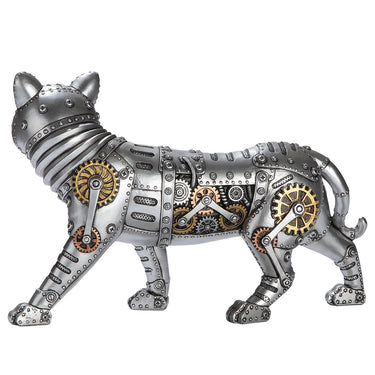 Figur – Kunstharz Material, Katzen Design, Silberfarbene Akzente - Steampunk Katze | Gilde