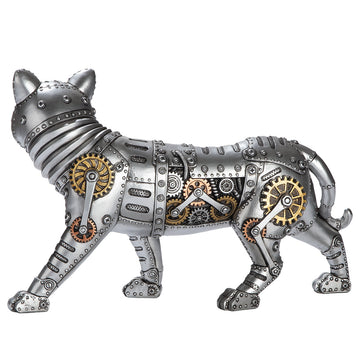 Figur – Kunstharz Material, Katzen Design, Silberfarbene Akzente - Steampunk Katze | Gilde