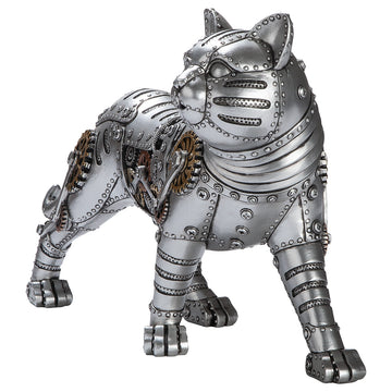 Figur – Kunstharz Material, Katzen Design, Silberfarbene Akzente - Steampunk Katze | Gilde