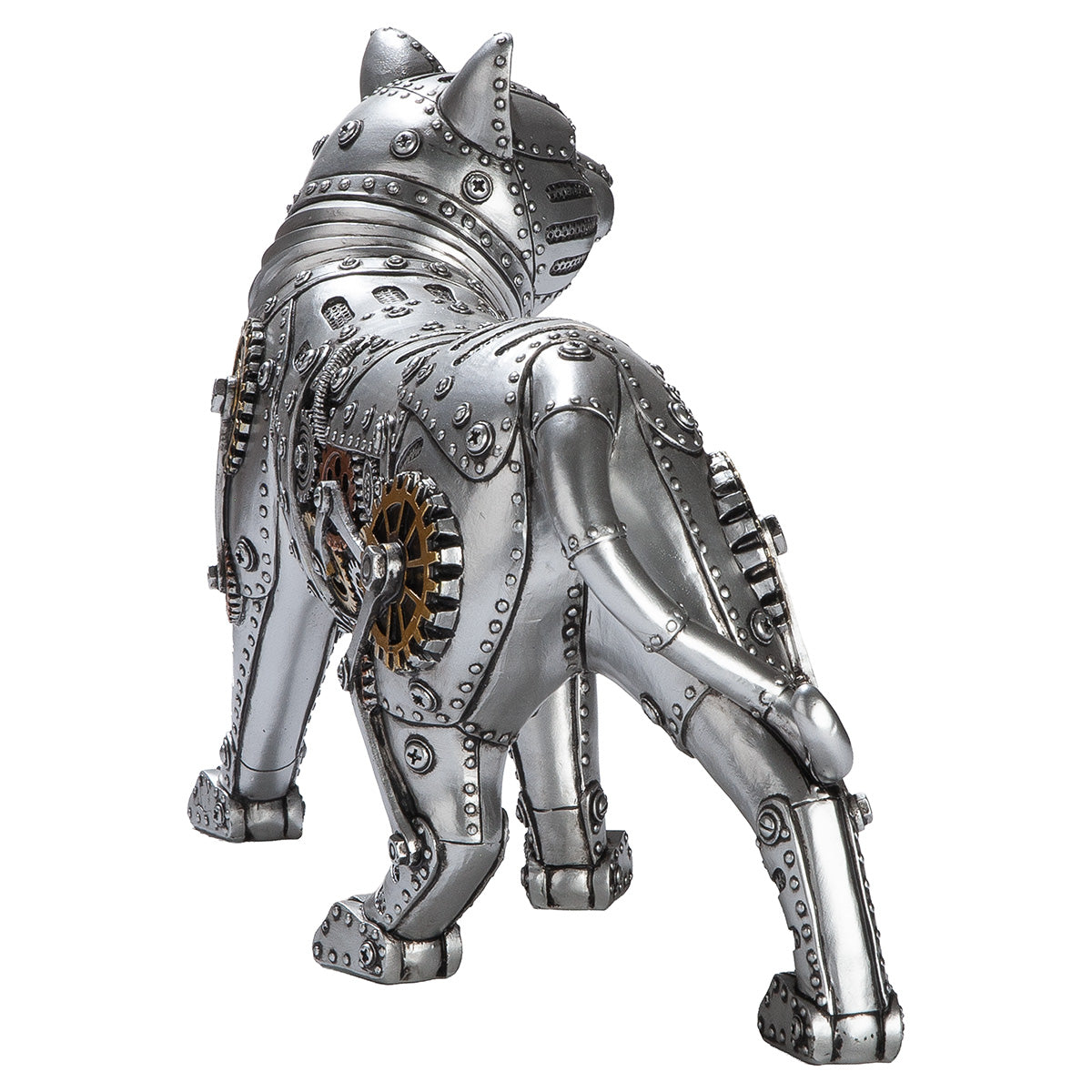 Figur – Kunstharz Material, Katzen Design, Silberfarbene Akzente - Steampunk Katze | Gilde