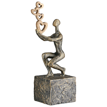 Skulptur – Kunstharz Material, Herz Motiv, Antik Finish - Flying Hearts | Gilde