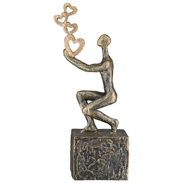 Skulptur – Kunstharz Material, Herz Motiv, Antik Finish - Flying Hearts | Gilde