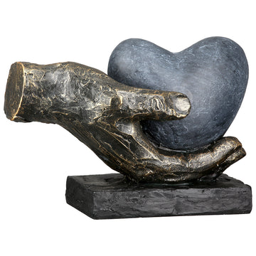 Skulptur – Kunstharz Material, Herz Motiv, Antik Finish - Heart in your Hand | Gilde