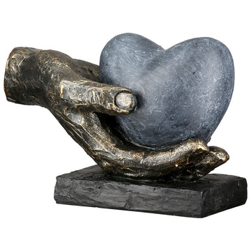 Skulptur – Kunstharz Material, Herz Motiv, Antik Finish - Heart in your Hand | Gilde