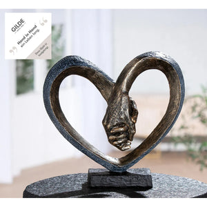 Skulptur – Kunstharz Material, Herz Motiv, Metallische Optik - Hand in Hand | Gilde