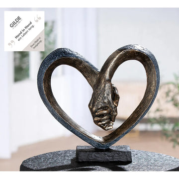 Skulptur – Kunstharz Material, Herz Motiv, Metallische Optik - Hand in Hand | Gilde