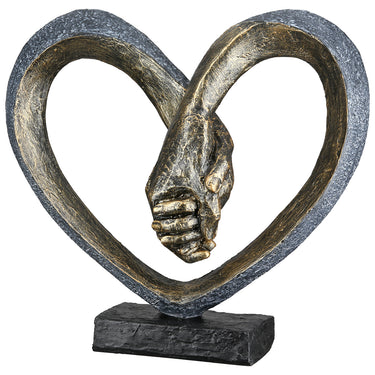 Skulptur – Kunstharz Material, Herz Motiv, Metallische Optik - Hand in Hand | Gilde