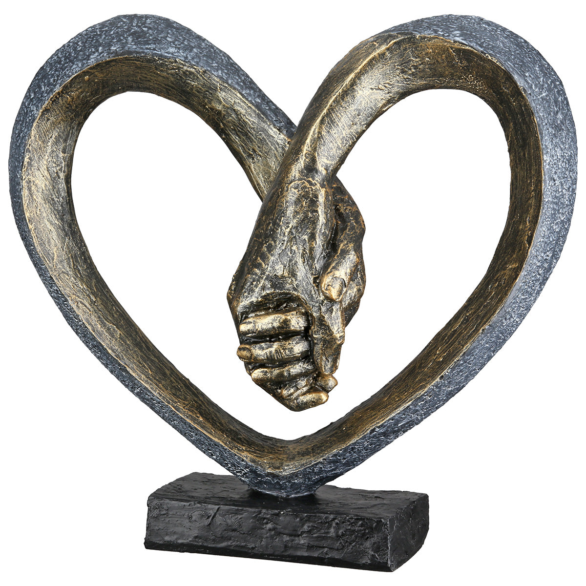 Skulptur – Kunstharz Material, Herz Motiv, Metallische Optik - Hand in Hand | Gilde