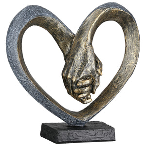 Skulptur – Kunstharz Material, Herz Motiv, Metallische Optik - Hand in Hand | Gilde